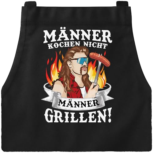 MoonWorks® Grillschürze mit Spruch lustig Männer kochen nicht Männer grillen Hillbilly Baumwoll-Schürze