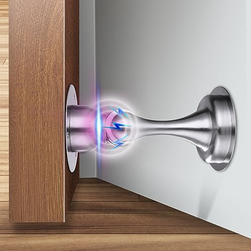 flintronic Magnetiska dörrproppar, 1-pack dörrkilar inomhus stoppare för golvlister, golvdörrstoppar med fångst, 3 m, självhäftande skruvar/döljande skruvar, monterade, magnetisk dörrfångare för