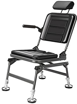 GRFIT Angelstuhl Swivel-Angelstuhl Faltbarer Liegen mit Verstellbarer Kissen Rückenlehne Beine for Camping-Strand Picknick-Lounge-Stühle unterstützen 550 lbs Camping Klappstuhl (Color : Schwarz)