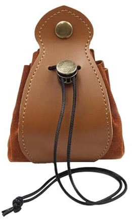 Vintage Würfeltasche, Klassisch Leder Würfelbeutel, Weich, Faltbar RPG-Tasche für D&D-Würfel, Schmuck, Münzen, Schlüssel und Andere Kleine Accessoires, Braun