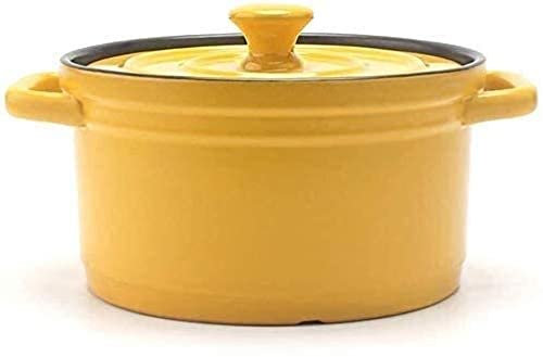 Keramik-Auflaufform mit Deckel, Tontopf-Kochgeschirr, Keramik-Auflauf mit Deckel, runder Slow Cooker-Ofen, antihaftbeschichtete Keramik – Rot || 3 l Kochtöpfe und Pfannen (Farbe: Schwarz, Größe: 3 l)