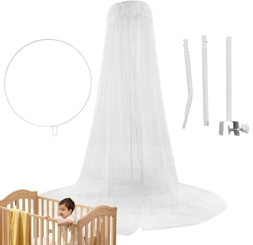 Dranng Himmelständer für Kinderbett | Robuster, 5-stufiger Netzständer verstellbar | Babybetthimmel für Babyzimmer, Kinderbett, Betthimmel für Kinderbett, Netzzubehör für Babybett