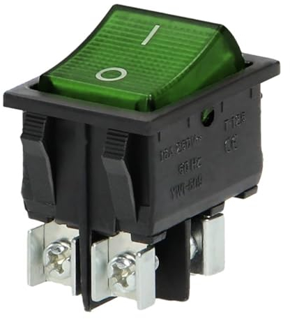 Miratic Unterbeleuchtet Kippschalter 230v, Schalter 230v Versorgungsspannung: 230V~, 50Hz Strom: 20 A (grün, schwarzes Gehäuse)