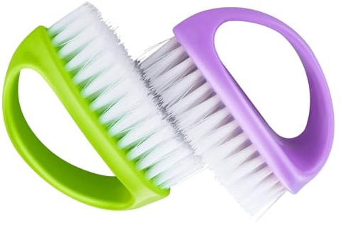 2 Pcs Nail Brushes for Cleaning Nails, Stiff Bristle Nail Brush, Nail Brushes for Cleaning Nails Fingernail, Deep Clean Nail Scrubber for Mechanics Gardeners Hand Under Nails Toes(Purple, Green)