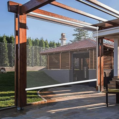 X1NGFU Transparente wasserdichte Rollo,PVC-Kunststoff-Regenschutz-Rollo,Outdoor Pergola Seitenzug-Rollo,Balkon Durchsichtige Rollo für Außen,Anpassbare,mit Zubehör,Breite x Höhe (180cm x 250cm)