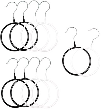 Rordigo 10 Stück Aufbewahrungsring für Schals und Krawatten, Schalhalter, Mantelaufhänger aus Metall, multifunktionaler Schal, Gürtel, Halterungen mit Ausstellungsschlitzen