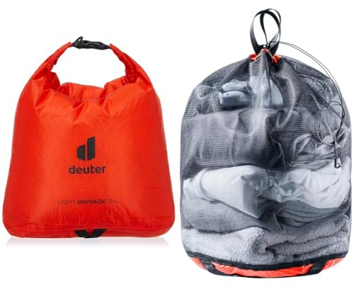 deuter Light Drypack 5 Packsack & Mesh Sack 5 Packsack, Papaya-Black