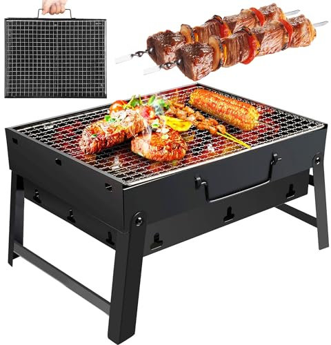 EXTRALINK Holzkohlegrill Klein - Mobiler BBQ Grill für Outdoor und Garten, Hochwertiger Edelstahl, Kompaktes Design