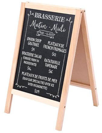 Aufsteller Kreidetafel: Faltbare Werbetafel, Klein Mit Holzständer, Magnetische Holztafel Schreibtafel für Cafés, Restaurants, Geschäfte, Bars, Partys, Hochzeiten (25 x 40 cm)
