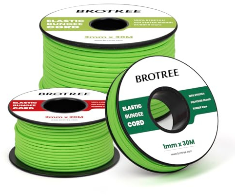 Brotree Corda Elastica Cordoncino Elastico 1mm x 20m Filo Elastico Corda Gomma Corde Elastiche per Fai da te, Artigianato, Braccialetti, Cucito, Perline, Gioielli, Tende e Zaino - Verde Fluorescente
