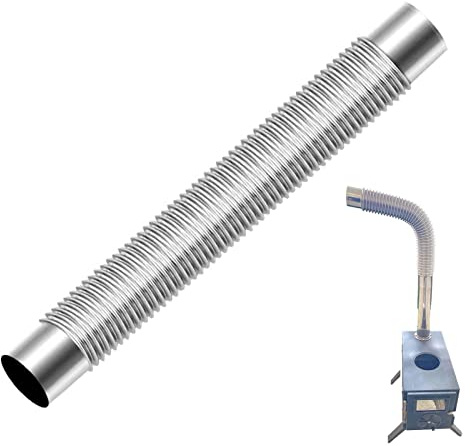 Wood Stove Pipe - Stove Pipe | Stainless Steel Flexible Exhaust Pipe | Foldable Fresh Air Pipe | Adjustable Dryer Exhaust Hose for Pellet Stove Fresh Air Intake (50*6cm)