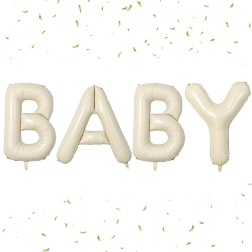 DazzJoy Baby Luftballon, 16 Zoll Cremeweiß BABY Buchstaben Ballons, Baby Luftballons Geburtstag, Baby Folienballon Geburtstag, Baby Helium Ballon für Babyparty Deko Junge Mädchen, Party Dekoration