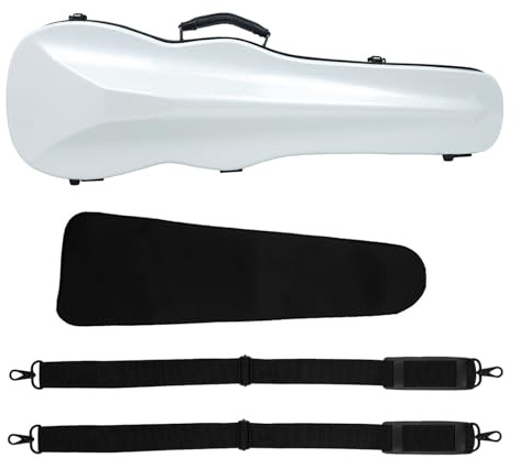 Geigenkasten 4/4 Violine Dreieck Fall Carbon Faser Rucksack Tragbare Violine Fall Ultra Licht Violine Tasche Violine Fall(White)