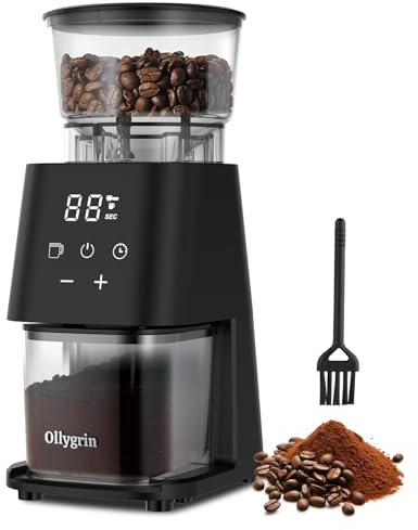 Molinillo de café cónico con panel táctil, molinillo de granos de café ajustable con 30 ajustes de molienda, 2-12 tazas para espresso, prensa francesa y café por goteo