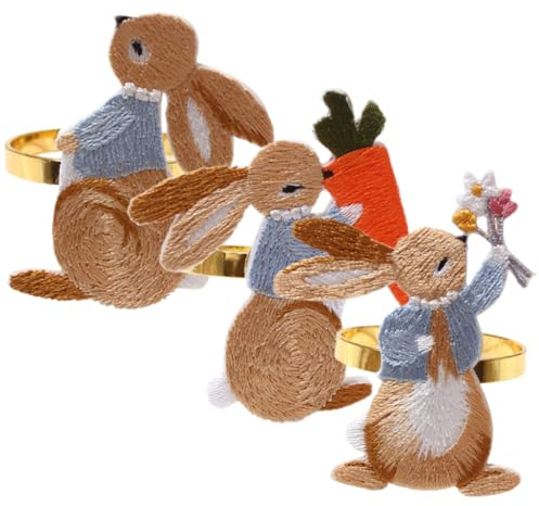 SHOWERORO Servilleteros De Conejito 3pcs Decoración para Fiestas y Comedor Anillo De Servilletas