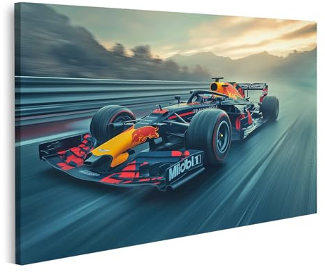 Islandburner Tableau sur toile Formule 1 - Voiture de course au coucher du soleil - Images murales et posters