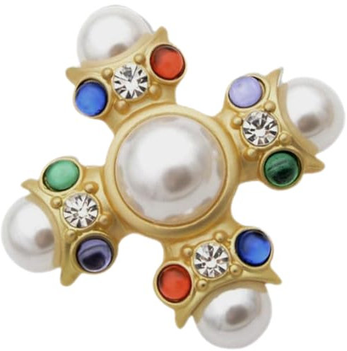 CALLARON Retro Perlen Kreuz Brosche Für Damen Eleganter Modeschmuck Mit Perlen Und Strassverzierungen Für Besondere Anlässe Und Alltag