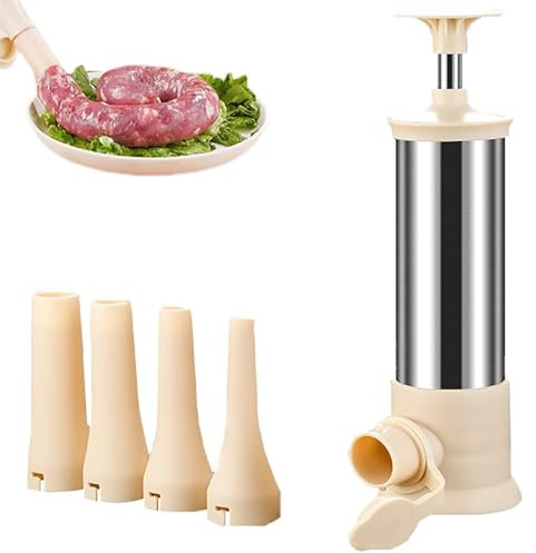 Yqyc Sausage Stuffer Manual Sausage Maker with 4 Stuffing Tubes, Sausage Stuffer Tool Meat Filler, Meat Filling Machine for Household Use