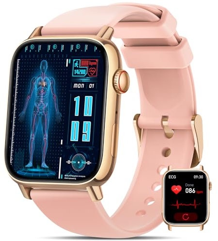 BANLVS 2025 Nouveau 𝐆𝐥𝐲𝐜é𝐦𝐢𝐞 Montre Connectée Femme, 1,83 Smartwatch avec Appel Bluetooth/ECG+HRV/24H Fréquence Cardiaque/24H SpO2/Suivi du Sommeil/145+ Modes Sportif Android iOS Rose