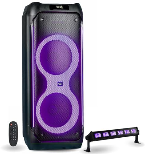 Ibiza - Pack Enceinte Autonome USB Bluetooth Active 1200W Ibiza COLUMBA1200 - Barre Lumière UV LED-UVBAR6 Fête Anniversaire Musique DJ