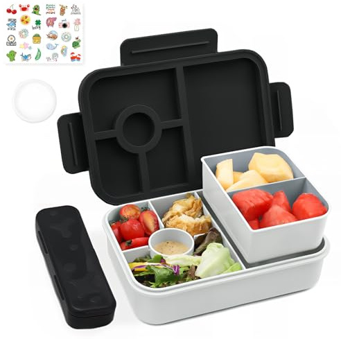 Bugucat Brotdose Kinder mit Fächern 1300ML, Lunchbox Kinder Auslaufsicher mit 5 Fächern, Bento Box Lunch Box mit Fächern für Erwachsene, Frühstücksbox Vesperdose für Jungen&Mädchen
