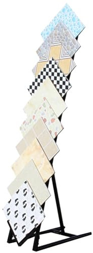 Floor Tile Display Stand Freestanding，Floor Tile Sample Holder,Floor Tile Display Stand, Ceramic Tiles Floor Wooden Floor Sample Holder, Floor Porcelain Display Rack, Multi Row Oblique Inser