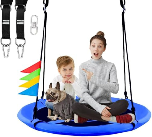 Joytential 40 Nest Tree Swing Seat for Kids Adults, Swing Set with Adjustable Hanging Straps, 320KG Weight Capacity, Waterproof Durable Swing Sets for Indoor Outdoor Backyard Playground (Blue)