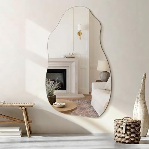 Lzuso Irregular Wall Mirror Decorative Hanging Asymmetrical Wall Mirrors for Bathroom Bedroom Living Room Entryway Modern Farmhouse Home Decor 60L x 35W cm