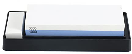Sharpening Stone Set 1000/6000 2 Side Whetstone Sharpener Wet Stone Sharpening Kit with Non Slip Base Flattening Stone Kitchen Waterstone Hard Plastic BOX