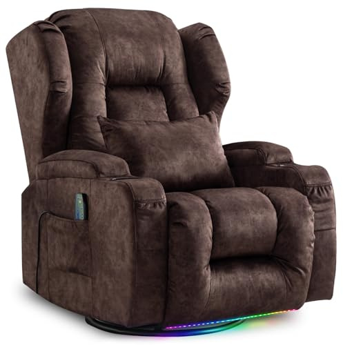 SAMERY Doppelmotor Fernsehsessel Elektrisch Verstellbar, Samt Relaxsessel mit Liegefunktion, 240° Drehbar, 30° Wippbar, Massage Heizung, USB/USB-C/LED – Kinosessel TV Sessel Sofa Chair für Wohnzimme