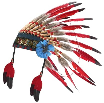 rockible Indischer Kopfschmuck, Cosplay-, Mottoparty, Häuptling, Hut für Erwachsene, Männer und Frauen