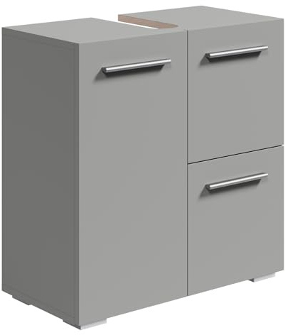 Badplaats Waschbeckenunterschrank Mars 60 x 30 cm Grau Matt - Stehender Badezimmerschrank mit 2 Türen und 1 Schublade
