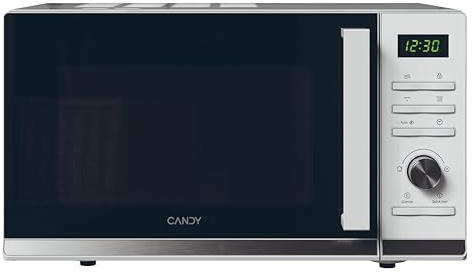 Candy CMGA25TNDW, forno a microonde con grill, 25 l, 900 W-1000 W, 11 livelli di potenza, telecomando girevole e pulsanti, 19 automobili, piatto 25,5 cm, display digitale, sbrinamento, apertura