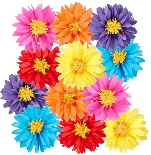 12 unidades de pompones de papel decorativos, 30 cm de diámetro, flores de papel con colores brillantes y vibrantes, decoración festiva para fiesta en el jardín, cumpleaños de niños, carnaval, boda