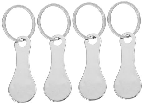 UTHCLO 4 Piezas Fichas para Carrito Acero Inoxidable Llavero Portátil Decorativo Extractor Carro Ruedas
