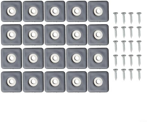 Besttoolifes 20 feltrini in PTFE, con viti, resistenti per gambe di sedie, divani, letti, tavoli, proteggono moquette, legno duro, PVC Flo(25 mm)