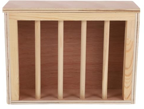 NUOBESTY Comedero de Madera para Conejos y Chinchillas Dispensador de Heno Colgante Pie Soporte para Pasto para Jaulas de Pequeños Animales Estación de Alimentación para Cobayas y