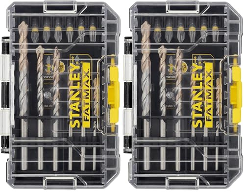 STANLEY FATMAX Masonry and Impact Screwdriver Drilling Bit Set Includes a Small ToughCase and Shaker Box Compatible with Pro-Stack and TSTAK (19 Pieces) STA88552-XJ (Pack of 2)