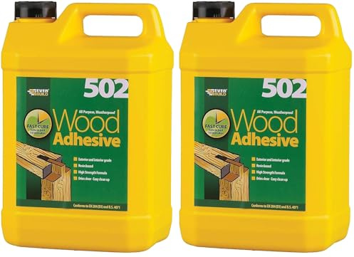 Everbuild 502 All Purpose Weatherproof Wood Adhesive – Suitable for typical Wood Bonding Applications – 5 Litre (Pack of 2)