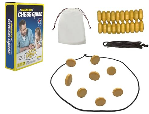 Juego de Ajedrez Magnético, Tablero Portátil con 20 Piedras Magnéticas Resistentes, Juego Educativo de Estrategia para Viajar, Niños y Adultos, Diversión en Familia en la Mesa de Camping