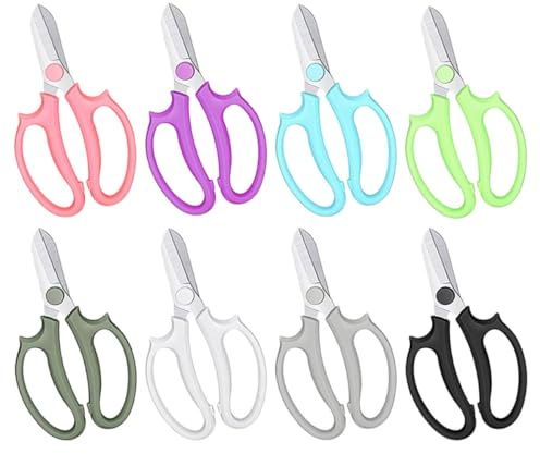 Ciieeo Ciseaux de Jardinage Professionnels 8 Pièces Couleurs Variées, Sécateur à Plantes Poignée Ergonomique, Outil de Taille pour Fleurs, Fruits et Branches, Coupe-net et Précis