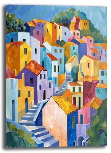 Printerland Quadro Moderno Soggiono Astratto Città Casa Quadri Moderni su Tela Stampa Canvas Astratta Decorazione da Parete Camera da Letto Arredamento Contemporaneo (7, 50x70 cm, Canvas intelaiato)