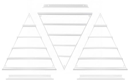 SUONTY Estante de esmalte de uñas de pared, 5 niveles triangular, juego de 6 piezas, estante de pared para 90 botellas, almacenamiento de esmalte de uñas de metal, montaje en pared para salón de uñas