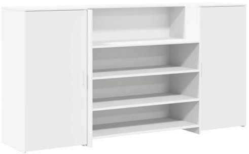 Mhdvray Empfangstresen Weiß 200 x 50 x 103,5 cm Holzwerkstoff, 3-teiliges Set mit 2 Lagerschränken, Moderne Empfangstheke mit Tresen für Büro, Arztpraxis und Salon