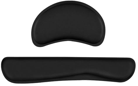 Vroomoto Tangentbord Handledsstöd Mus Handledsstöd Ergonomisk Handledsdyna Memory Foam Handledsstödsdyna Handledskuddesset Rosa med Tyg Anti-slip Gummibas för Kontorsspel (Svart)