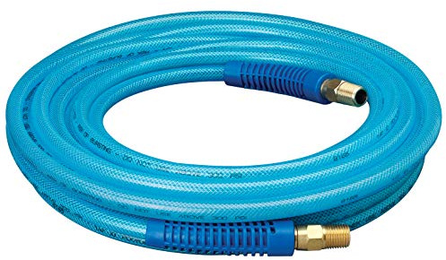 Plews & Edelmann Amflo 12-25E Polyurethane Air Hose - Non-marring, Smooth Finish, Easy to carry, Lightweight, Cold Weather Flexible, Great Indoors or Out, 1/4 X 25', Blue, 25 ft