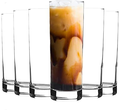 LAV 6 pieza Ada Highball vasos, decorado - Moderno Long Drink Collins vidrio Vasos de cóctel - borde fino - 315ml