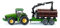 siku 1954, John Deere Traktor mit Forstanhänger, 1:50, Metall/Kunststoff, Grün, Funktionsfähiger Ladearm und Greifer