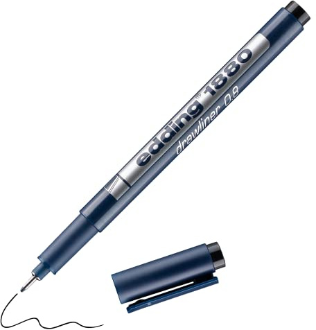 edding 1880 Präzisionsfeinschreiber - schwarz - 1 Stift - Linienbreite 0,8 mm - Fineliner zum präzisen Schreiben und Skizzieren - feine, metallgefasste Spitze - Lineal- und schablonengeeignet