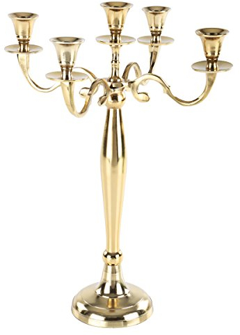 Gräfenstayn Candelabro portacandele 1, 3 o 5 Bracci - Varie Misure - candelabro Color Argento, Nero, Bianco od Oro (M, Oro)
